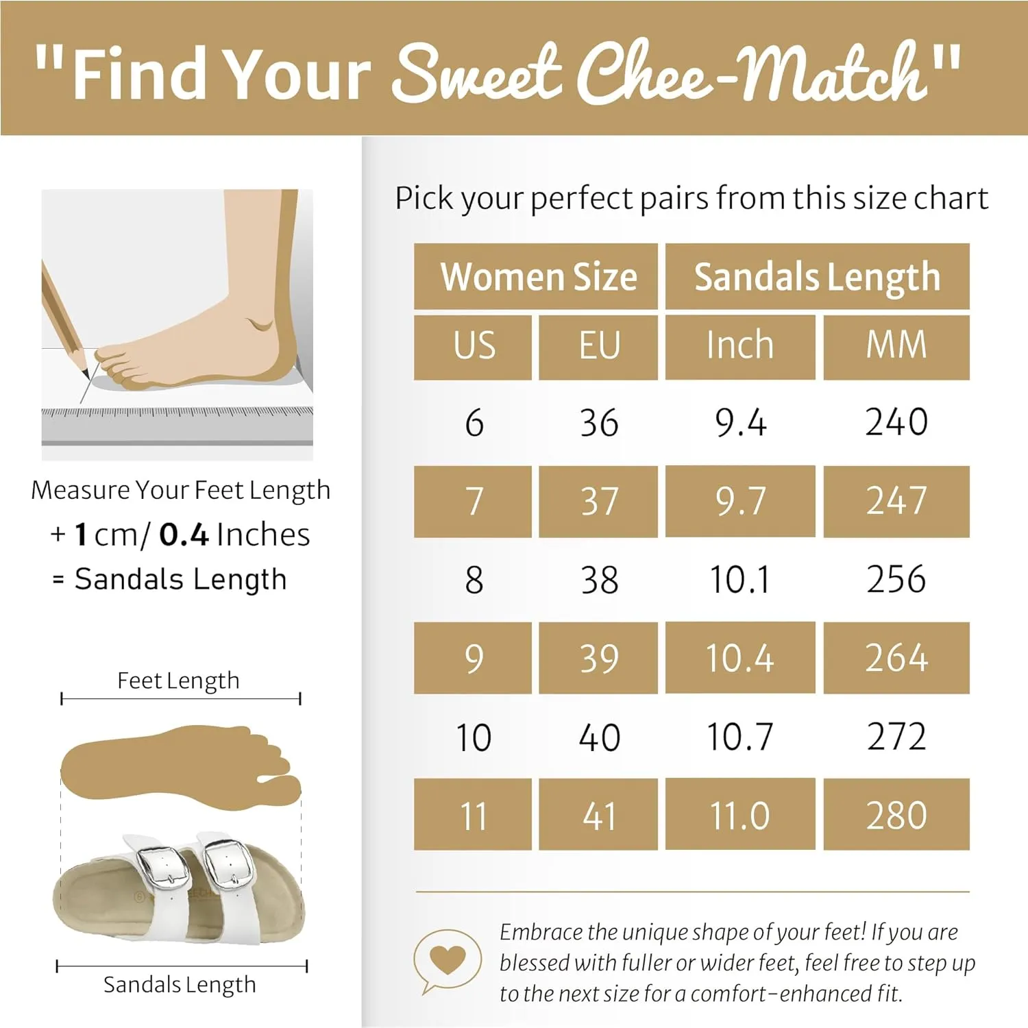 Sweechee Women's Cork Sandals Soft Footbed, Comfortable Slides Shoes for Women