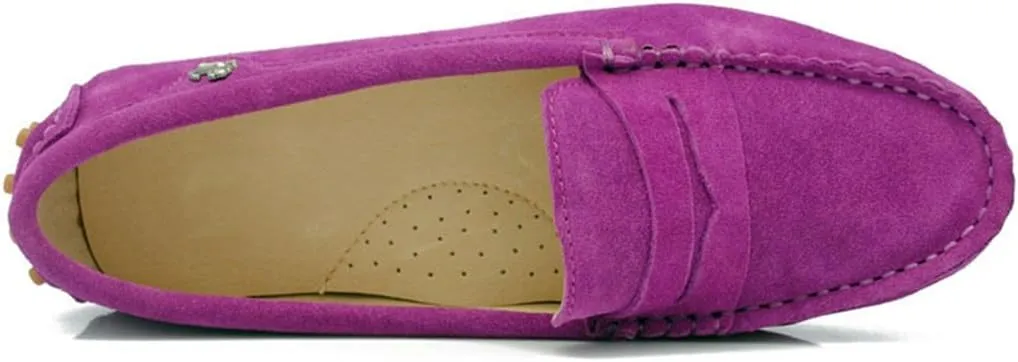 TDA Womens Comfortable Suede Leather Driving Walking Running Boat Loafers Moccasins Flats Multi Colored