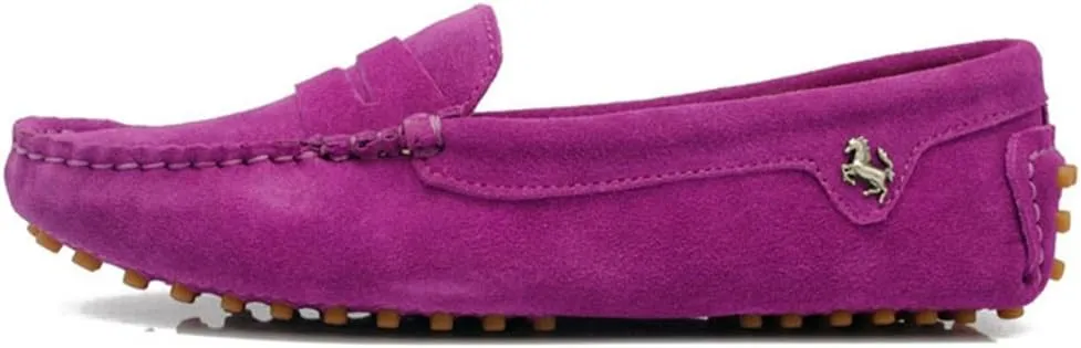 TDA Womens Comfortable Suede Leather Driving Walking Running Boat Loafers Moccasins Flats Multi Colored