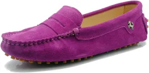 TDA Womens Comfortable Suede Leather Driving Walking Running Boat Loafers Moccasins Flats Multi Colored