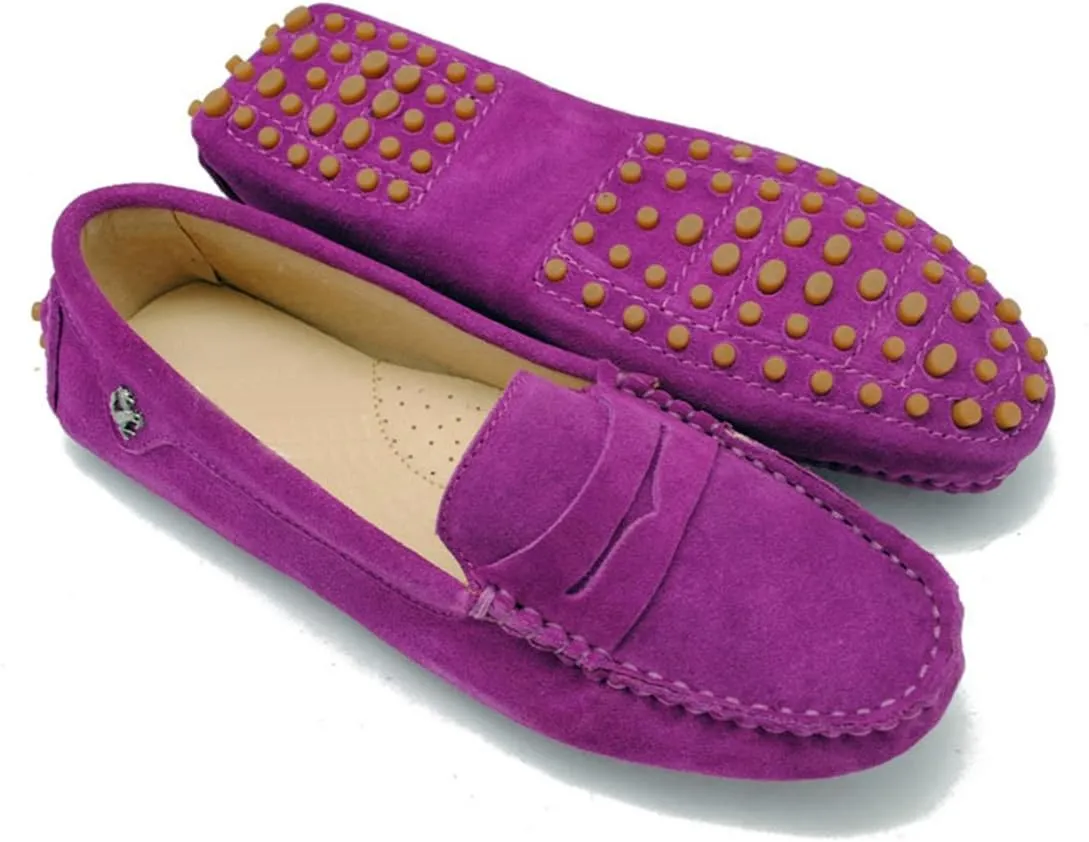 TDA Womens Comfortable Suede Leather Driving Walking Running Boat Loafers Moccasins Flats Multi Colored