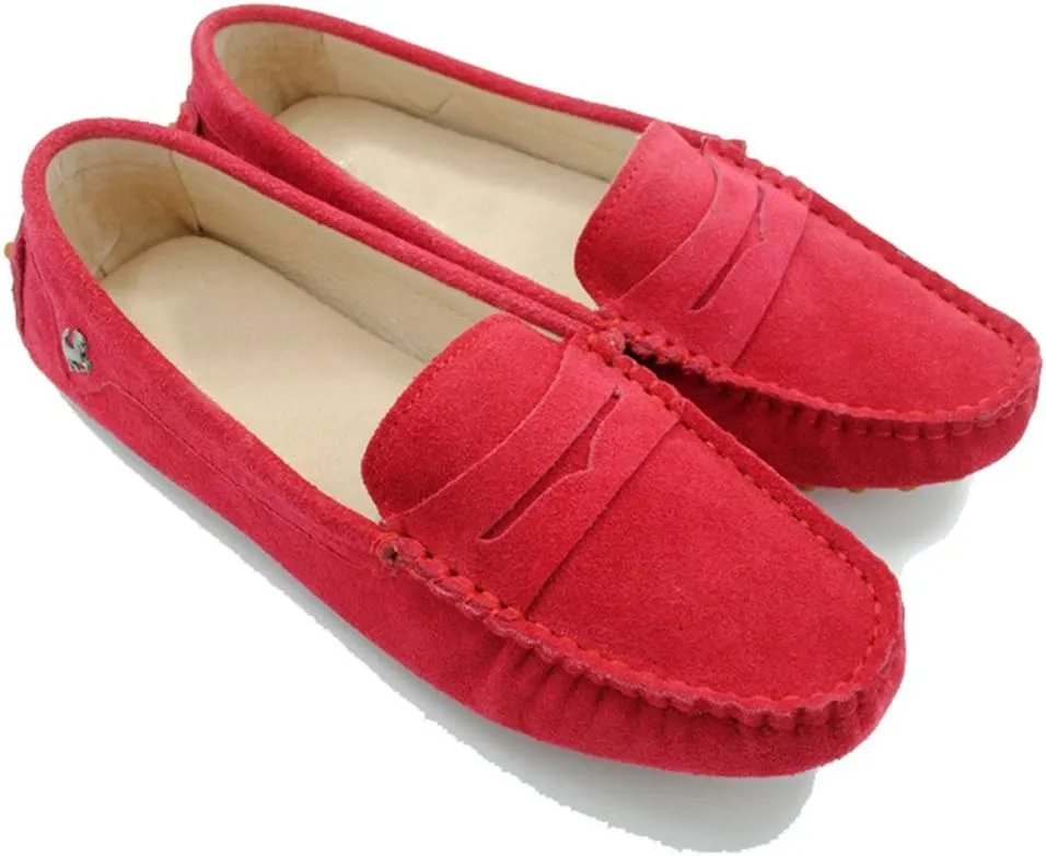 TDA Womens Comfortable Suede Leather Driving Walking Running Boat Loafers Moccasins Flats Multi Colored