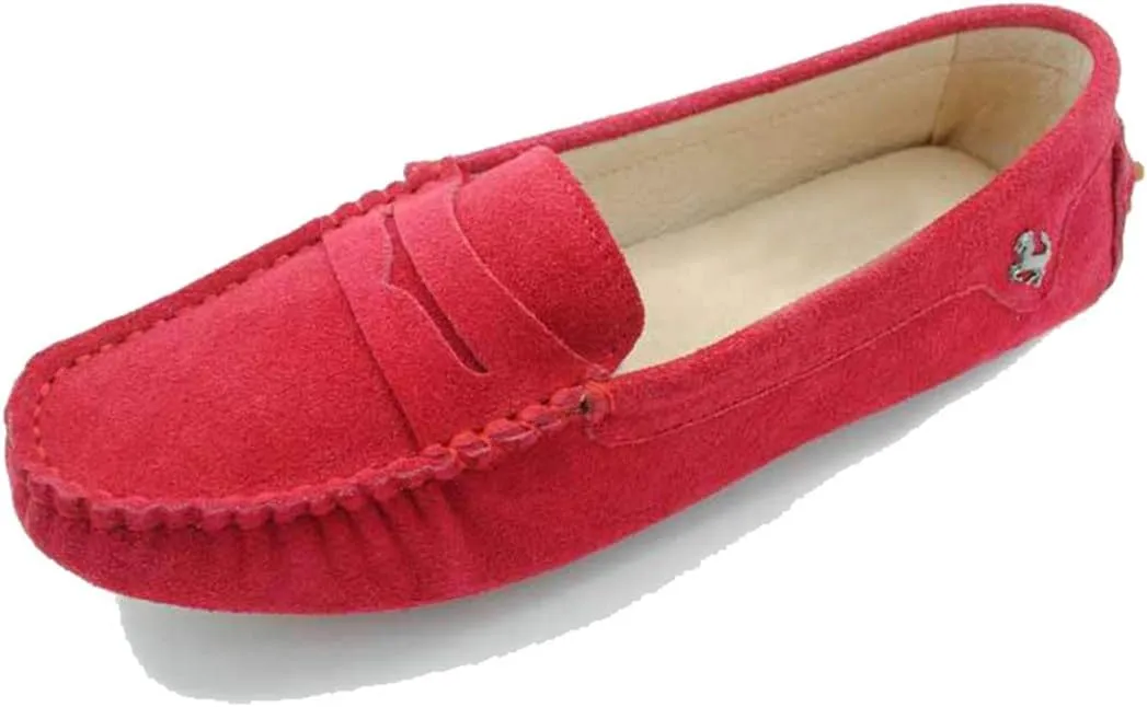 TDA Womens Comfortable Suede Leather Driving Walking Running Boat Loafers Moccasins Flats Multi Colored