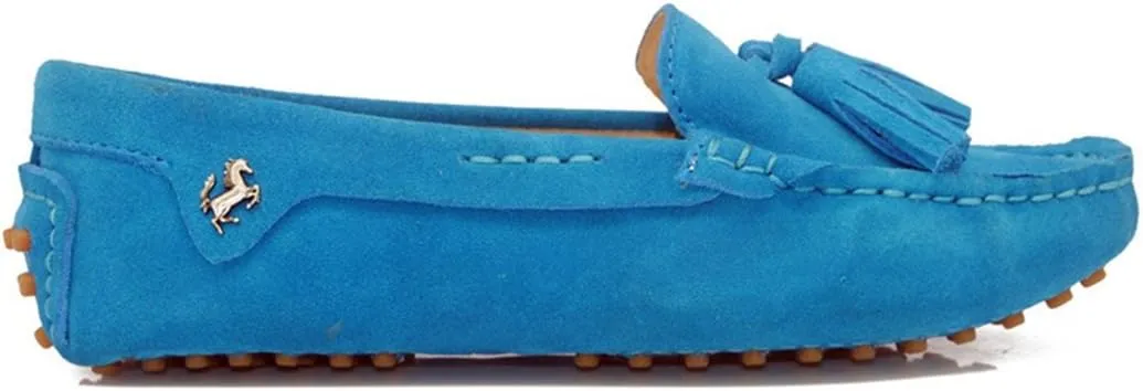 TDA Womens Tassel Leather Slip On Driving Walking Trail Running Loafers Boat Shoes Multi Colored