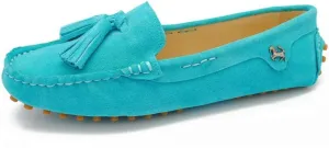 TDA Womens Tassel Leather Slip On Driving Walking Trail Running Loafers Boat Shoes Multi Colored