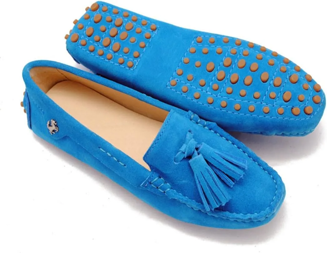 TDA Womens Tassel Leather Slip On Driving Walking Trail Running Loafers Boat Shoes Multi Colored
