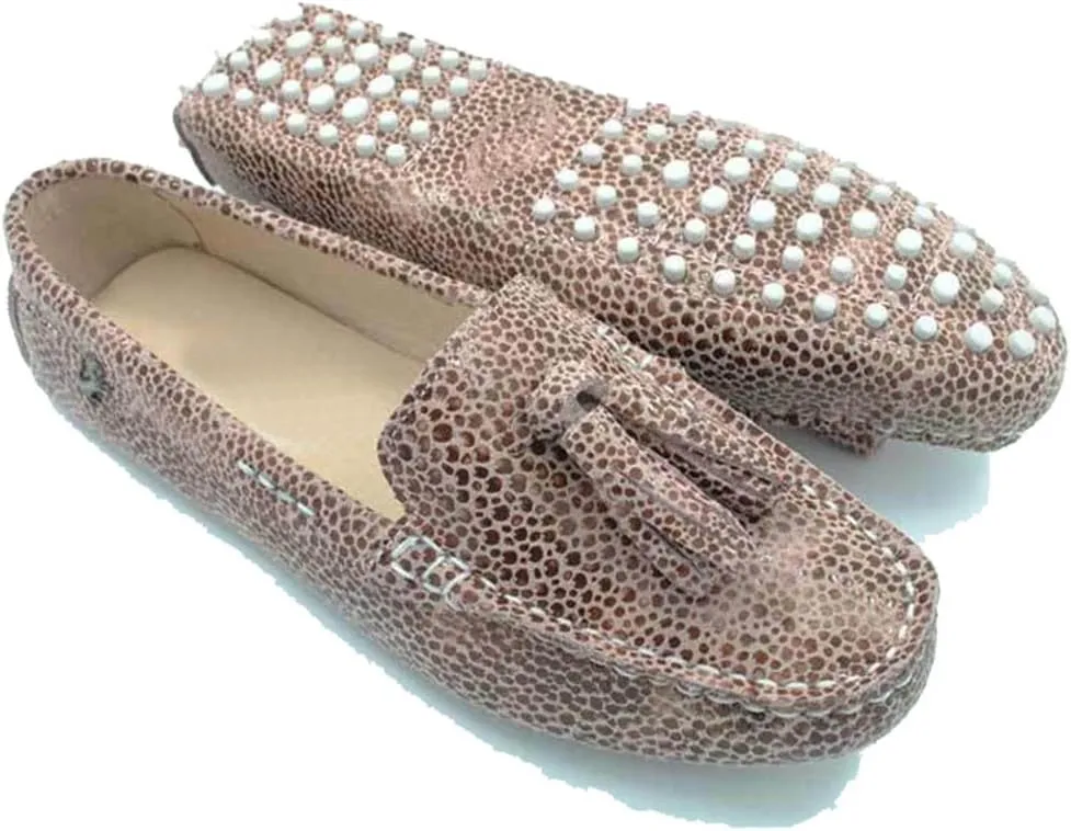 TDA Womens Tassel Leather Slip On Driving Walking Trail Running Loafers Boat Shoes Multi Colored