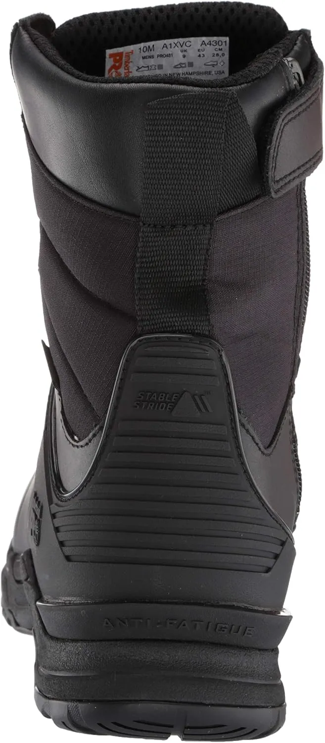 Timberland PRO Men's Hypercharge 8 Inch Soft Toe Side-Zip Waterproof Tactical Duty Uniform Work