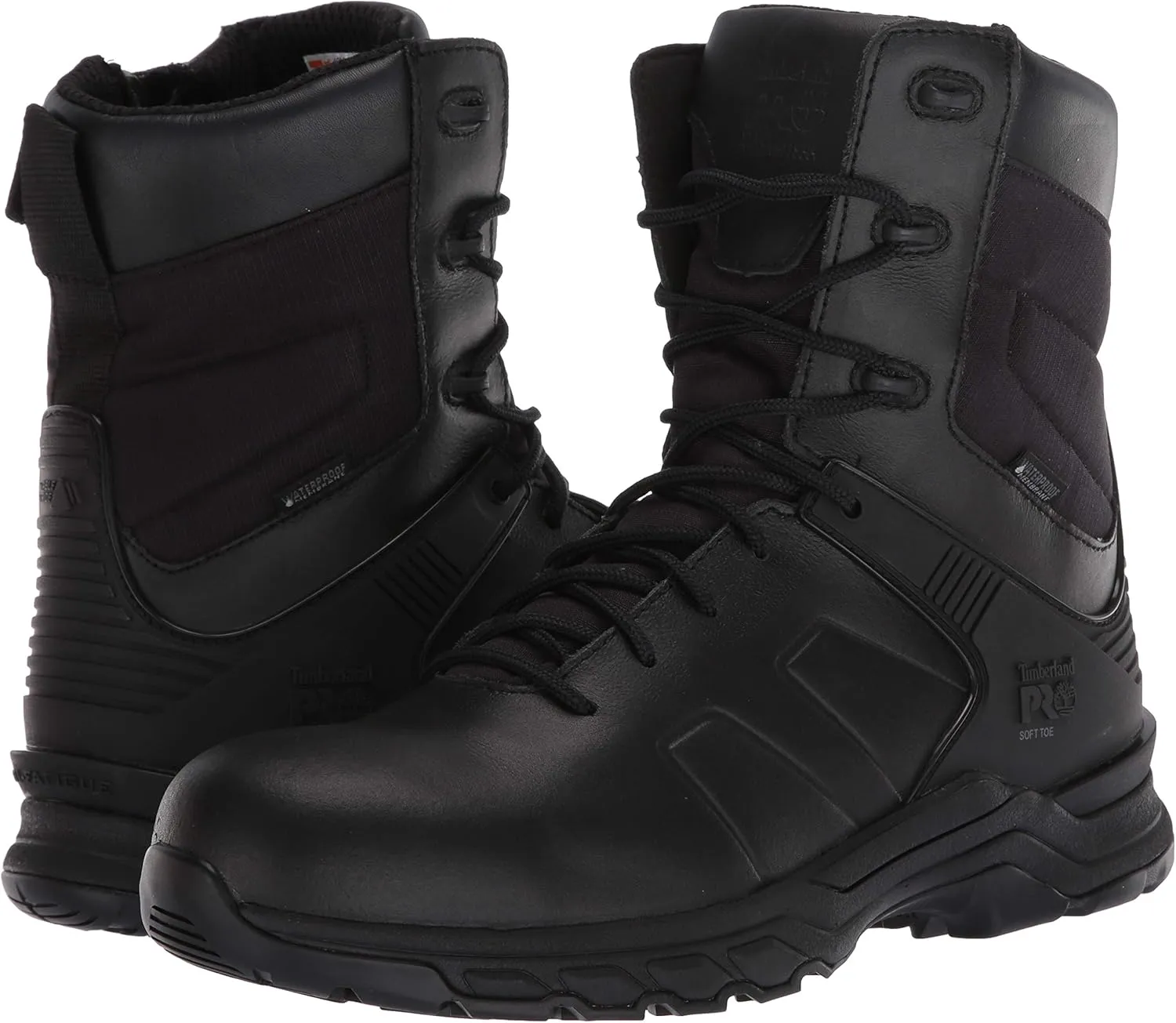 Timberland PRO Men's Hypercharge 8 Inch Soft Toe Side-Zip Waterproof Tactical Duty Uniform Work