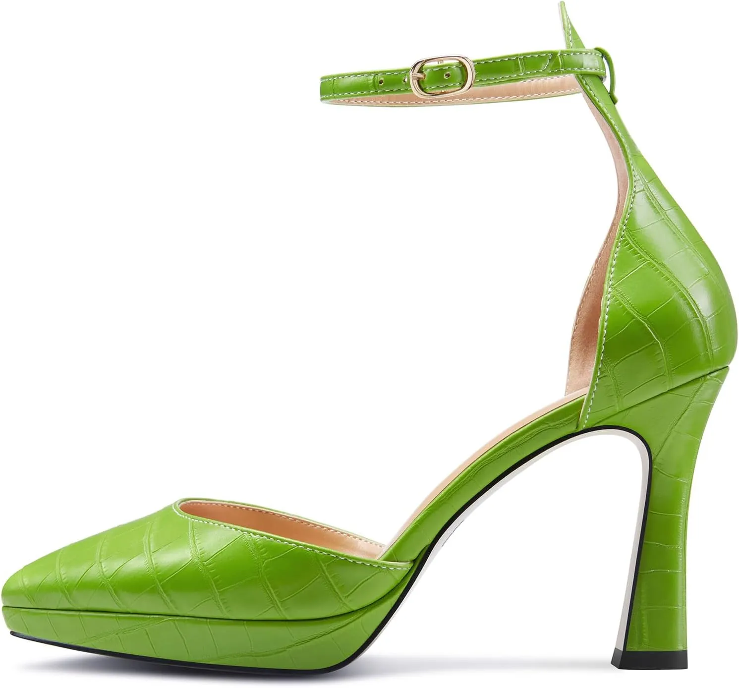 TNYNFBEB Womens Stiletto High Platform Heel Pointed Toe Pumps Ankle Strap Buckle Party Basic Classic 3.9 Inches Heels