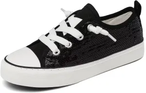 Toddler Kids Canvas Sneakers Sparkle Glitter Sequins Shoes Slip On Soft and Durable