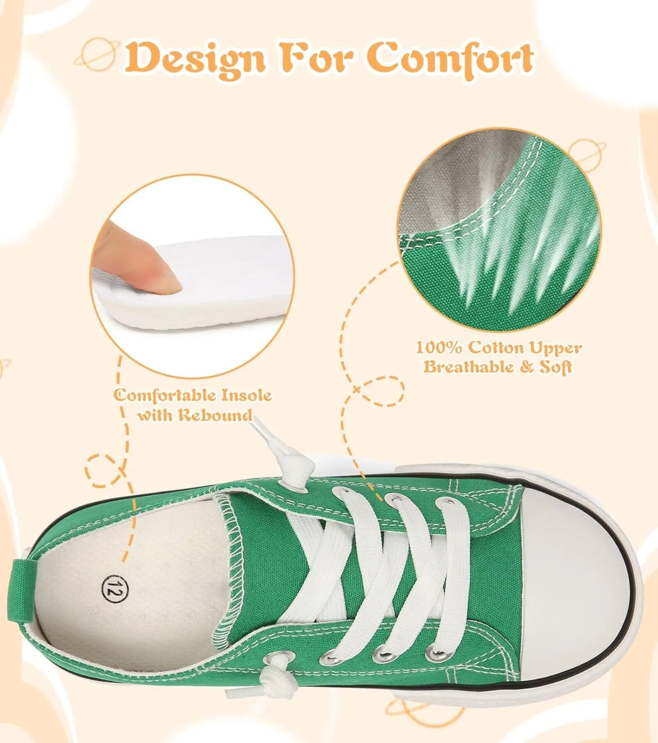 Toddler Little Kid Cushioned Canvas Shoes Slip On Sneakers Soft and Durable