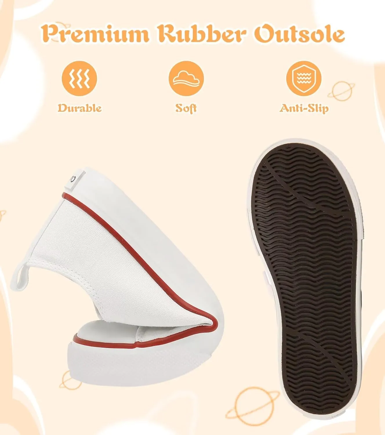Toddler Little Kid Cushioned Canvas Shoes Slip On Sneakers Soft and Durable