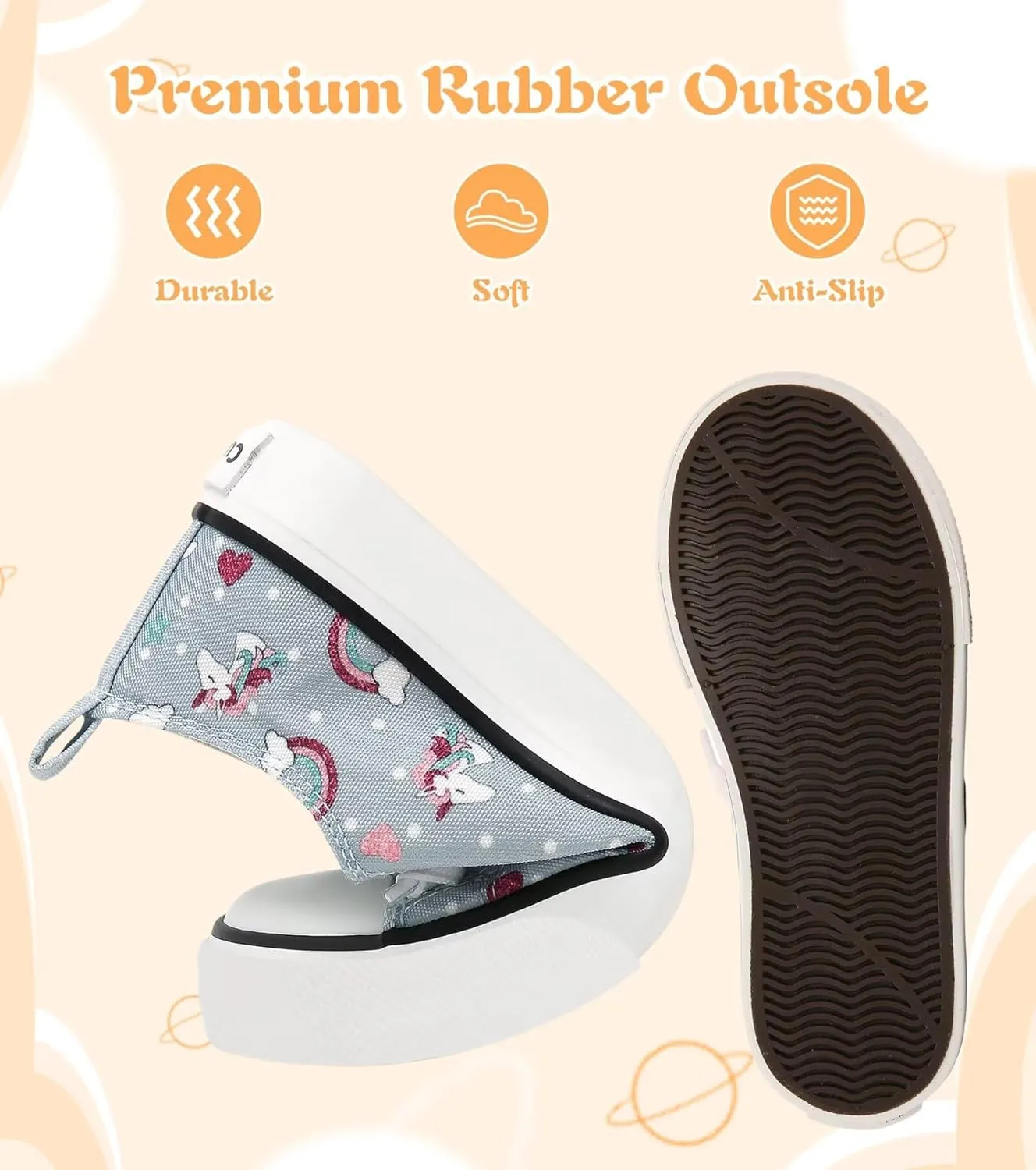 Toddler Little Kid Cushioned Canvas Shoes Slip On Sneakers Soft and Durable