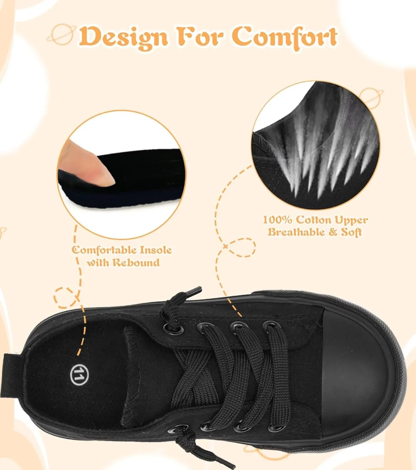 Toddler Little Kid Cushioned Canvas Shoes Slip On Sneakers Soft and Durable