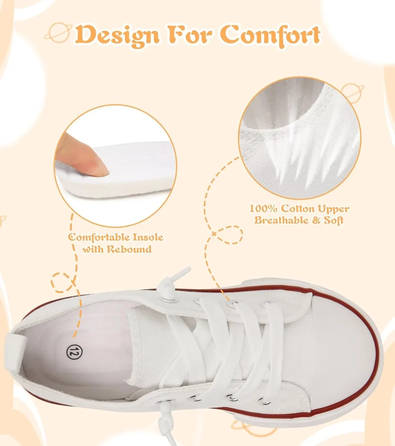 Toddler Little Kid Cushioned Canvas Shoes Slip On Sneakers Soft and Durable