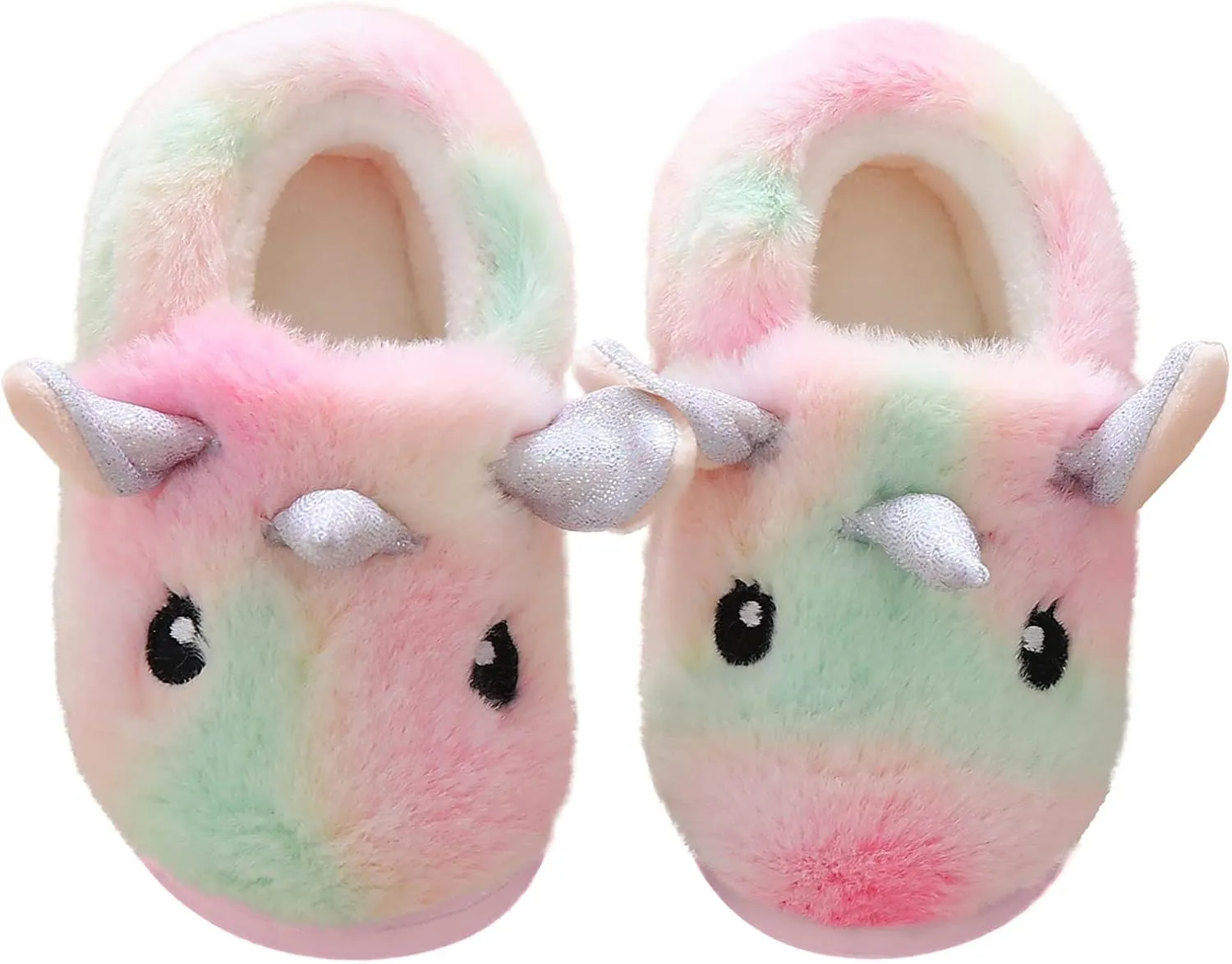 Toddler Slippers Girls Soft Plush House Shoes with Non-Slip Sole Cute Cozy Little Kids Indoor Slippers