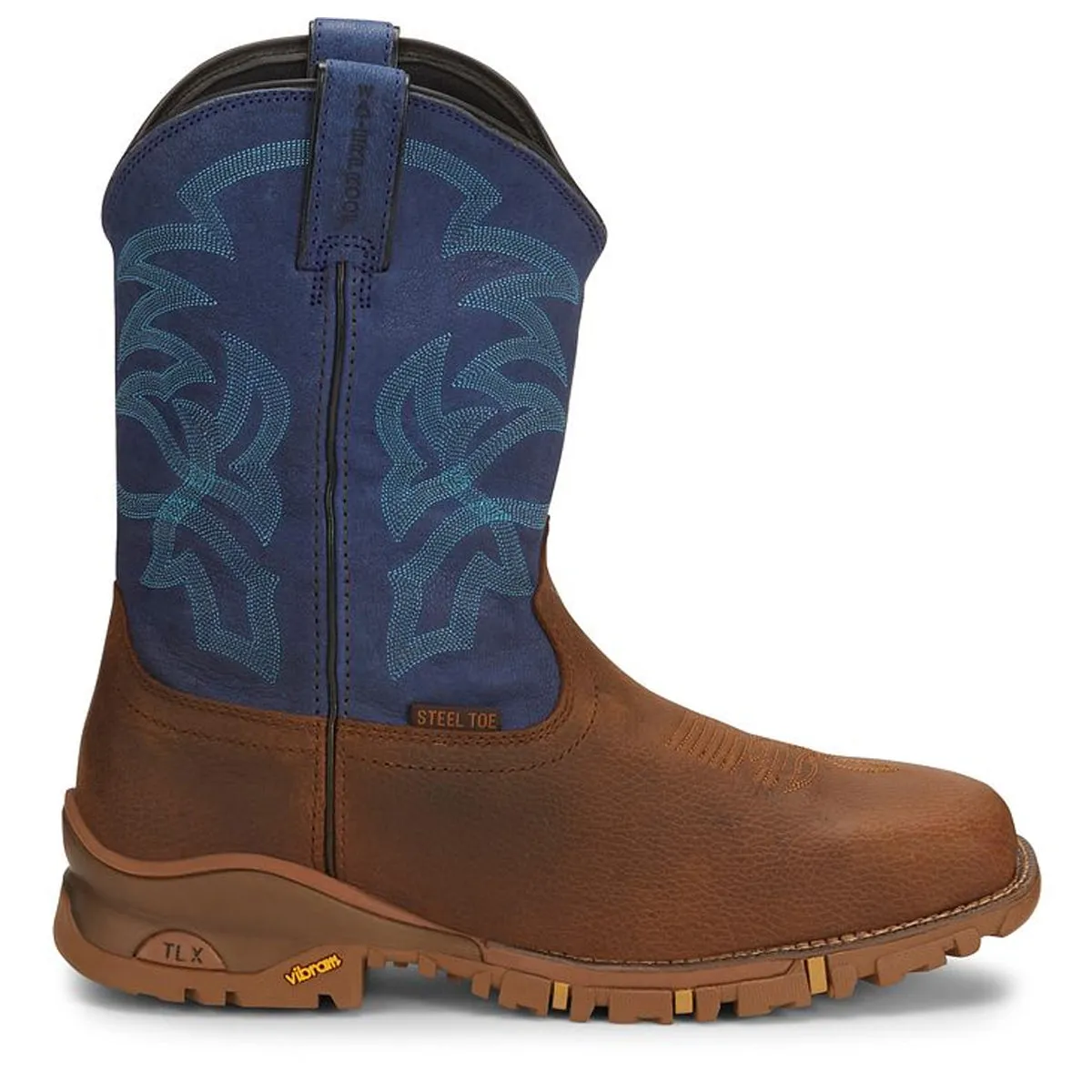 Tony Lama Back Men Footwear Work Pull-On Roustabout 11" Steel Toe Waterproof Work Boot  Color Auburn (#TW5010)