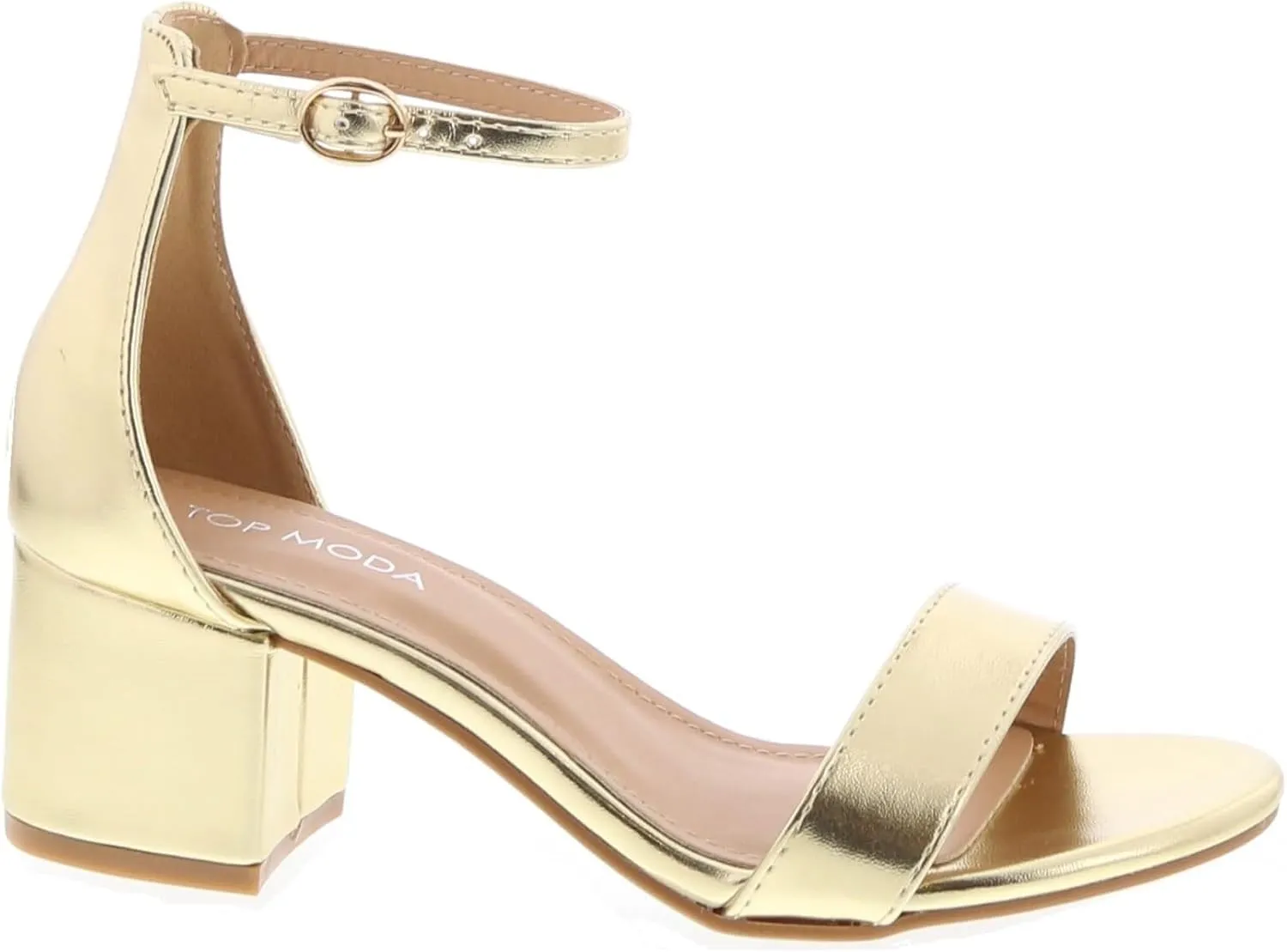 TOP Moda Darcie-1 Ankle Strap Dressy High Heel Sandal, Non-slip Sole, For Wedding, Party, Prom, Evening Wear, or Any Occasion, Sleek Style Block Heel Sandals