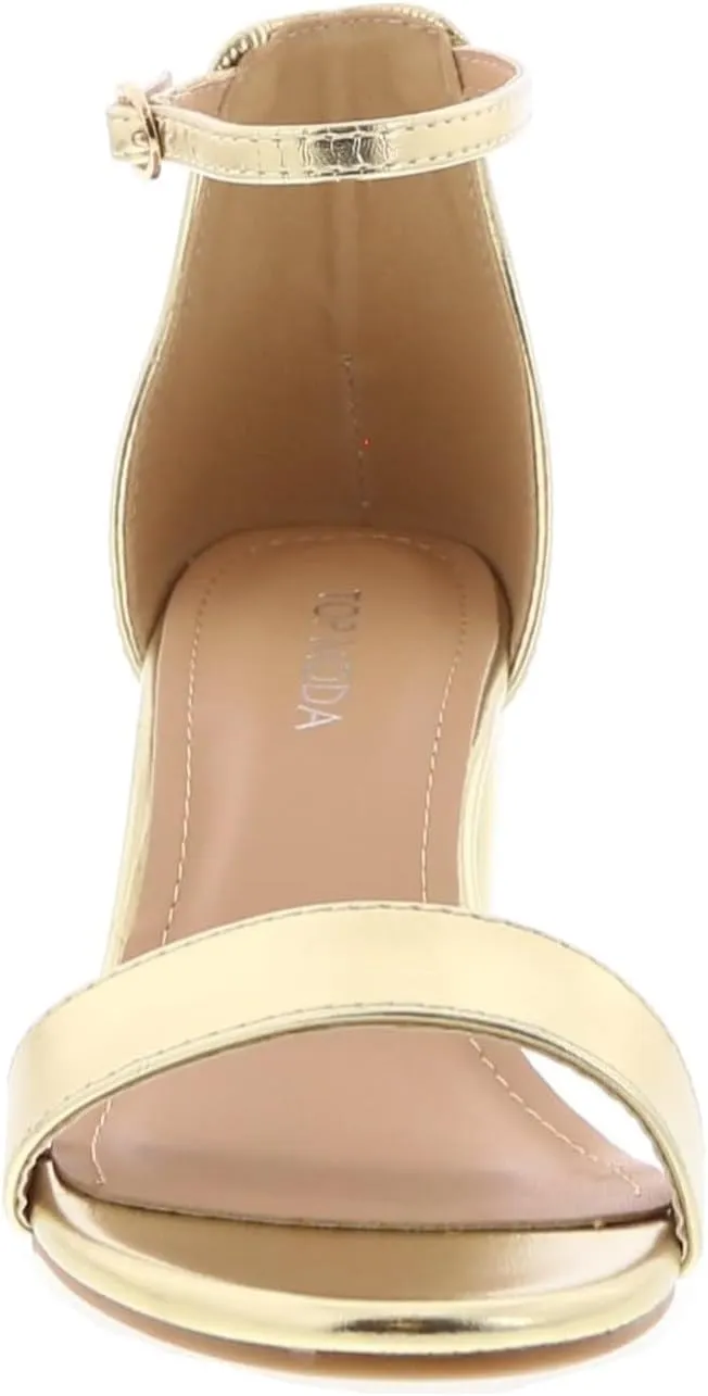 TOP Moda Darcie-1 Ankle Strap Dressy High Heel Sandal, Non-slip Sole, For Wedding, Party, Prom, Evening Wear, or Any Occasion, Sleek Style Block Heel Sandals