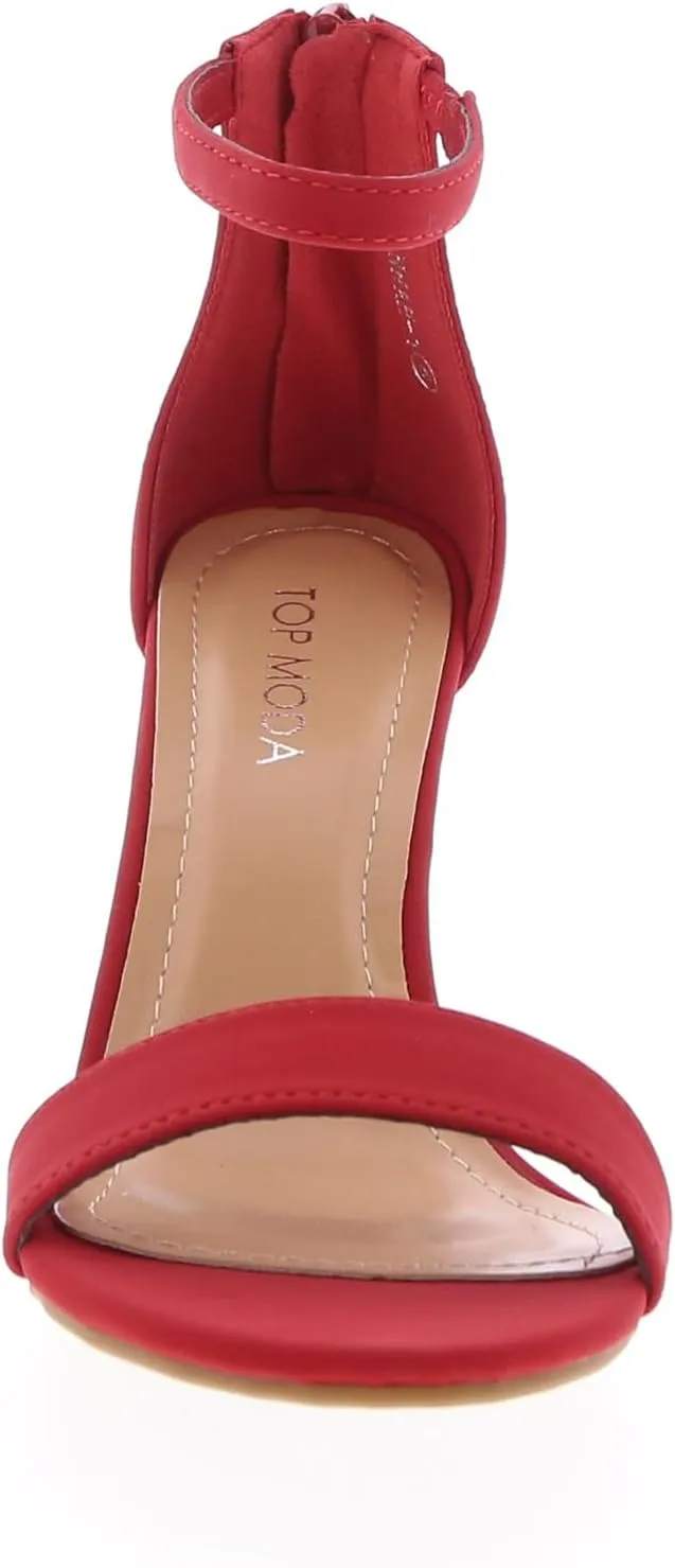 TOP MODA Hannah-1 Ankle Strap Dressy High Heel Sandal, Non-slip Sole, For Wedding, Party, Prom, Evening Wear, or Any Occasion, Sleek Style Block Heel Sandals