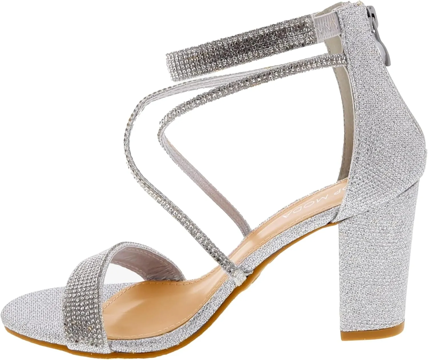 TOP Moda Rosa-66 Ankle Strap Dressy High Heel Sandal, Non-slip Sole, For Wedding, Party, Prom, Evening Wear, or Any Occasion, Sleek Style Block Heel Sandals