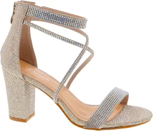 TOP Moda Rosa-66 Ankle Strap Dressy High Heel Sandal, Non-slip Sole, For Wedding, Party, Prom, Evening Wear, or Any Occasion, Sleek Style Block Heel Sandals