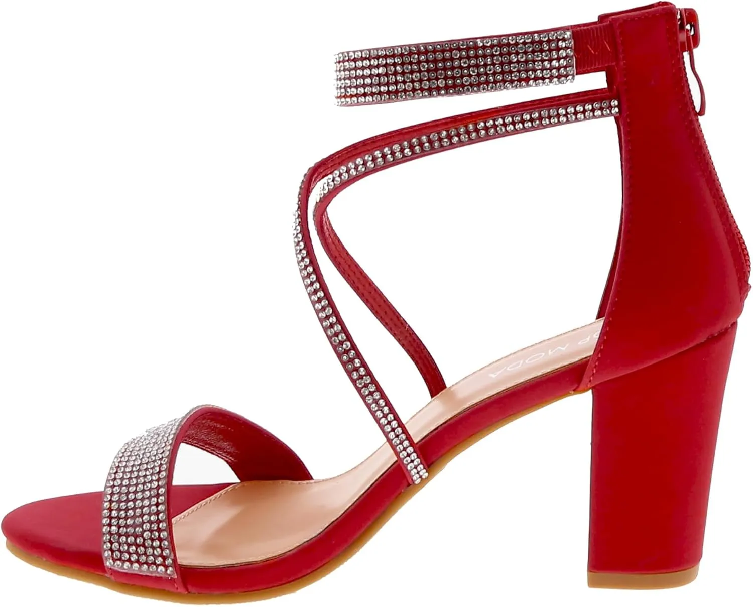 TOP Moda Rosa-66 Ankle Strap Dressy High Heel Sandal, Non-slip Sole, For Wedding, Party, Prom, Evening Wear, or Any Occasion, Sleek Style Block Heel Sandals