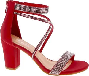TOP Moda Rosa-66 Ankle Strap Dressy High Heel Sandal, Non-slip Sole, For Wedding, Party, Prom, Evening Wear, or Any Occasion, Sleek Style Block Heel Sandals
