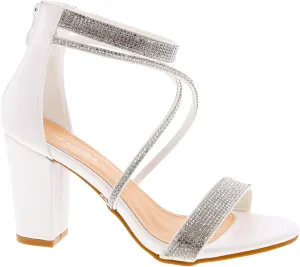 TOP Moda Rosa-66 Ankle Strap Dressy High Heel Sandal, Non-slip Sole, For Wedding, Party, Prom, Evening Wear, or Any Occasion, Sleek Style Block Heel Sandals