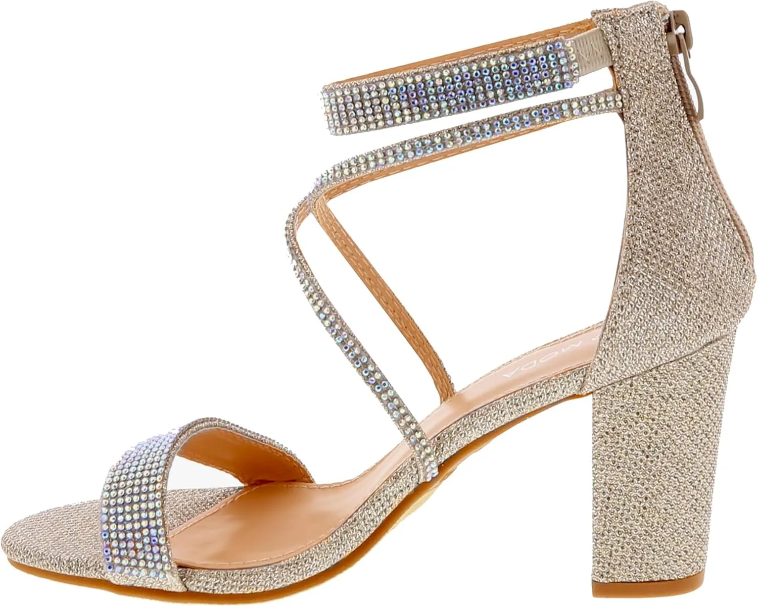 TOP Moda Rosa-66 Ankle Strap Dressy High Heel Sandal, Non-slip Sole, For Wedding, Party, Prom, Evening Wear, or Any Occasion, Sleek Style Block Heel Sandals