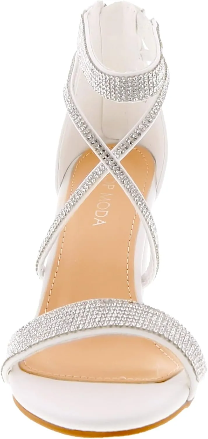 TOP Moda Rosa-66 Ankle Strap Dressy High Heel Sandal, Non-slip Sole, For Wedding, Party, Prom, Evening Wear, or Any Occasion, Sleek Style Block Heel Sandals
