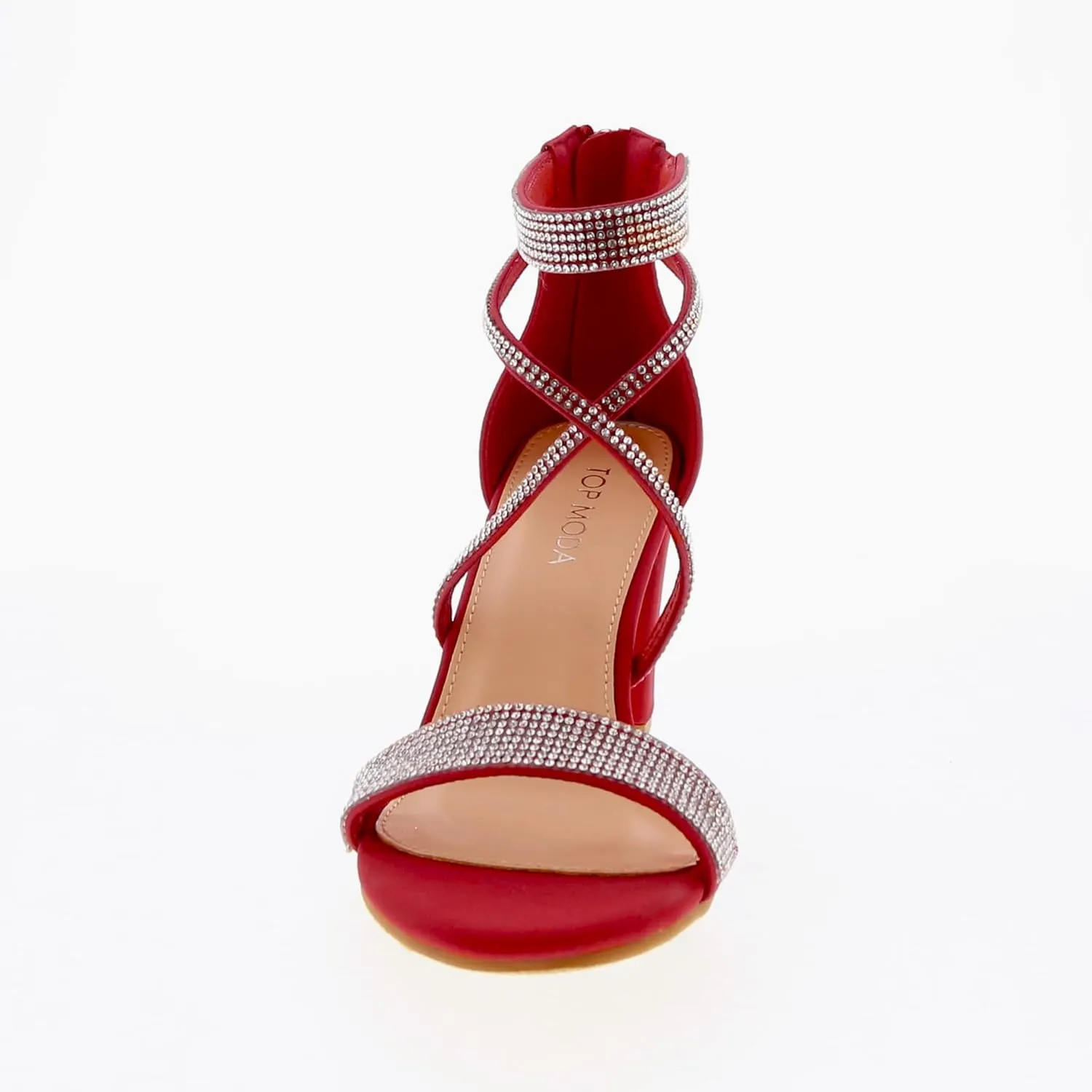 TOP Moda Rosa-66 Ankle Strap Dressy High Heel Sandal, Non-slip Sole, For Wedding, Party, Prom, Evening Wear, or Any Occasion, Sleek Style Block Heel Sandals