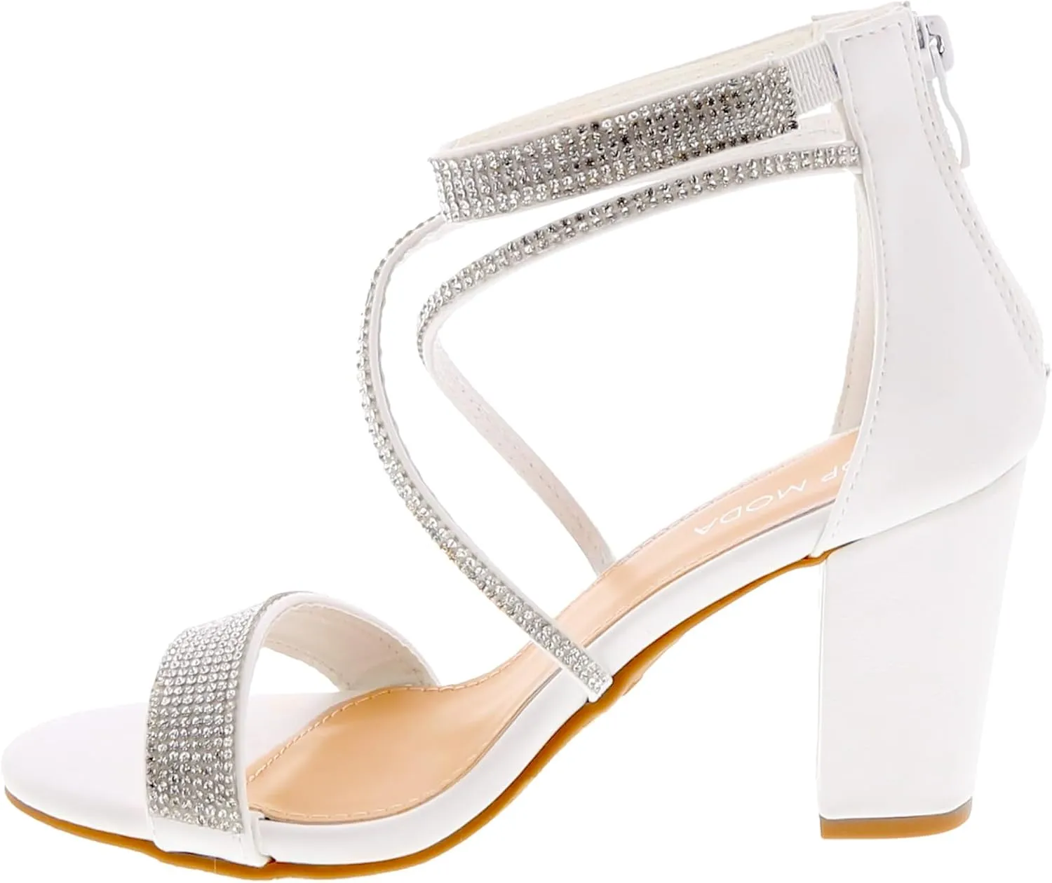 TOP Moda Rosa-66 Ankle Strap Dressy High Heel Sandal, Non-slip Sole, For Wedding, Party, Prom, Evening Wear, or Any Occasion, Sleek Style Block Heel Sandals