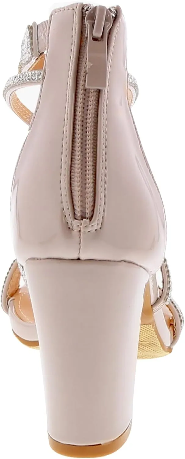 TOP Moda Rosa-66 Ankle Strap Dressy High Heel Sandal, Non-slip Sole, For Wedding, Party, Prom, Evening Wear, or Any Occasion, Sleek Style Block Heel Sandals
