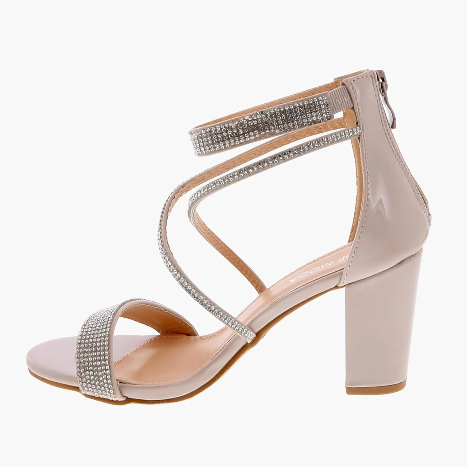 TOP Moda Rosa-66 Ankle Strap Dressy High Heel Sandal, Non-slip Sole, For Wedding, Party, Prom, Evening Wear, or Any Occasion, Sleek Style Block Heel Sandals