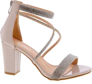 TOP Moda Rosa-66 Ankle Strap Dressy High Heel Sandal, Non-slip Sole, For Wedding, Party, Prom, Evening Wear, or Any Occasion, Sleek Style Block Heel Sandals