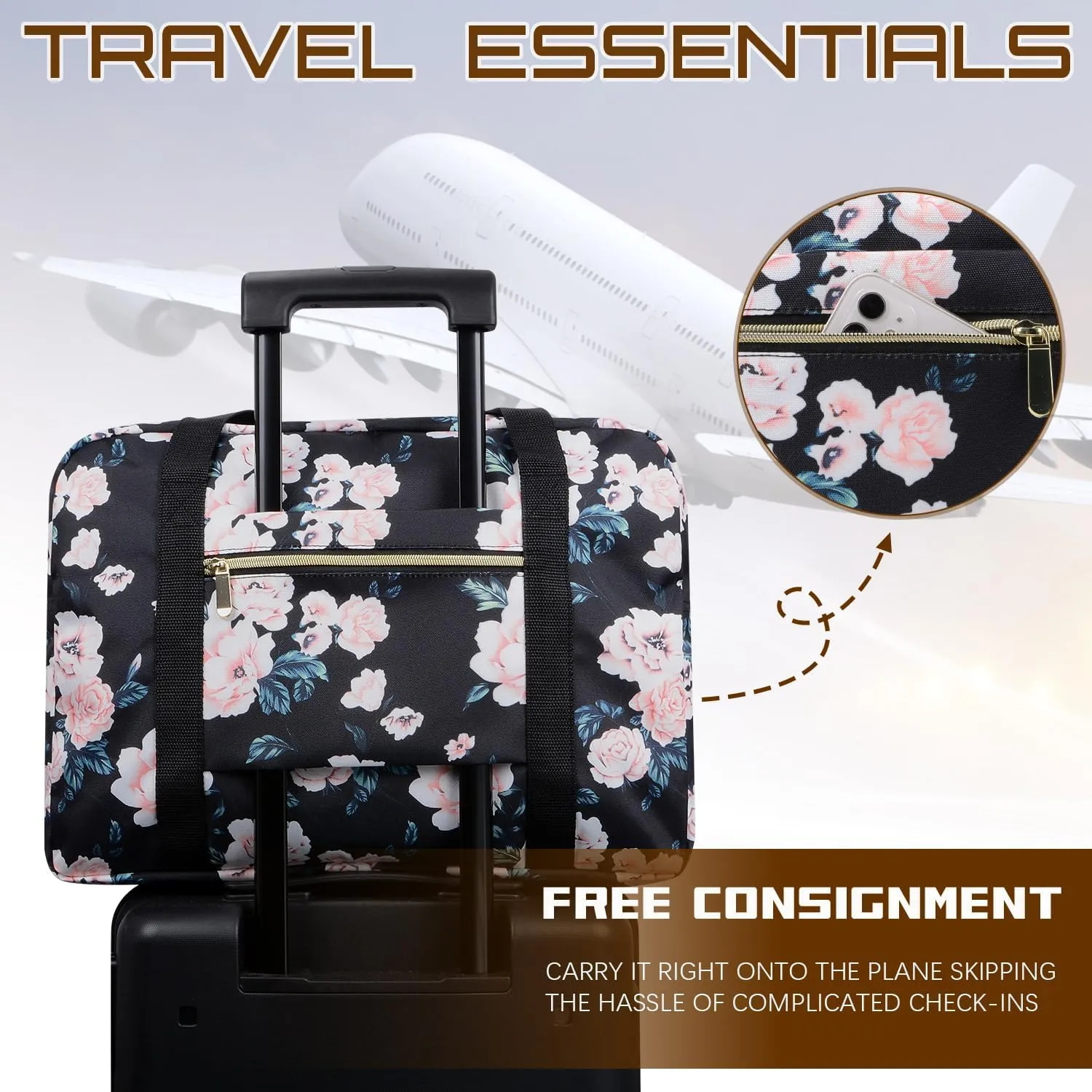 Travel Duffel Bag Foldable Weekender Overnight Bag for Men Women Lightweight Carry on Tote Bag For Spirit Airlines