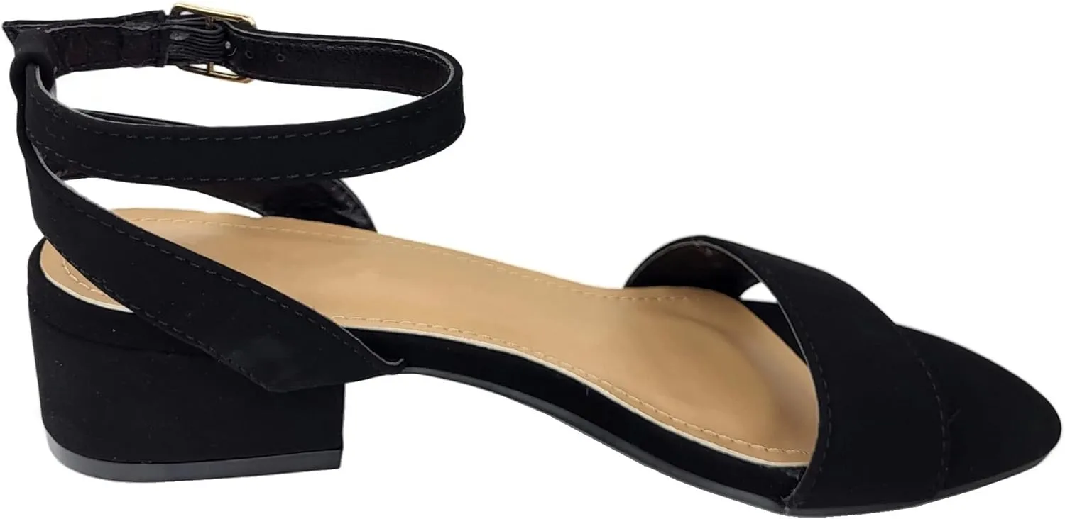 TruFox Open Toe Ankle Strap Low Block Heel Dressy Sandal