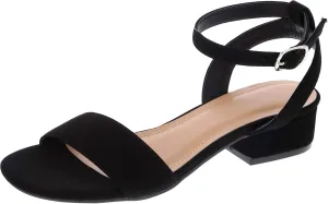 TruFox Open Toe Ankle Strap Low Block Heel Dressy Sandal