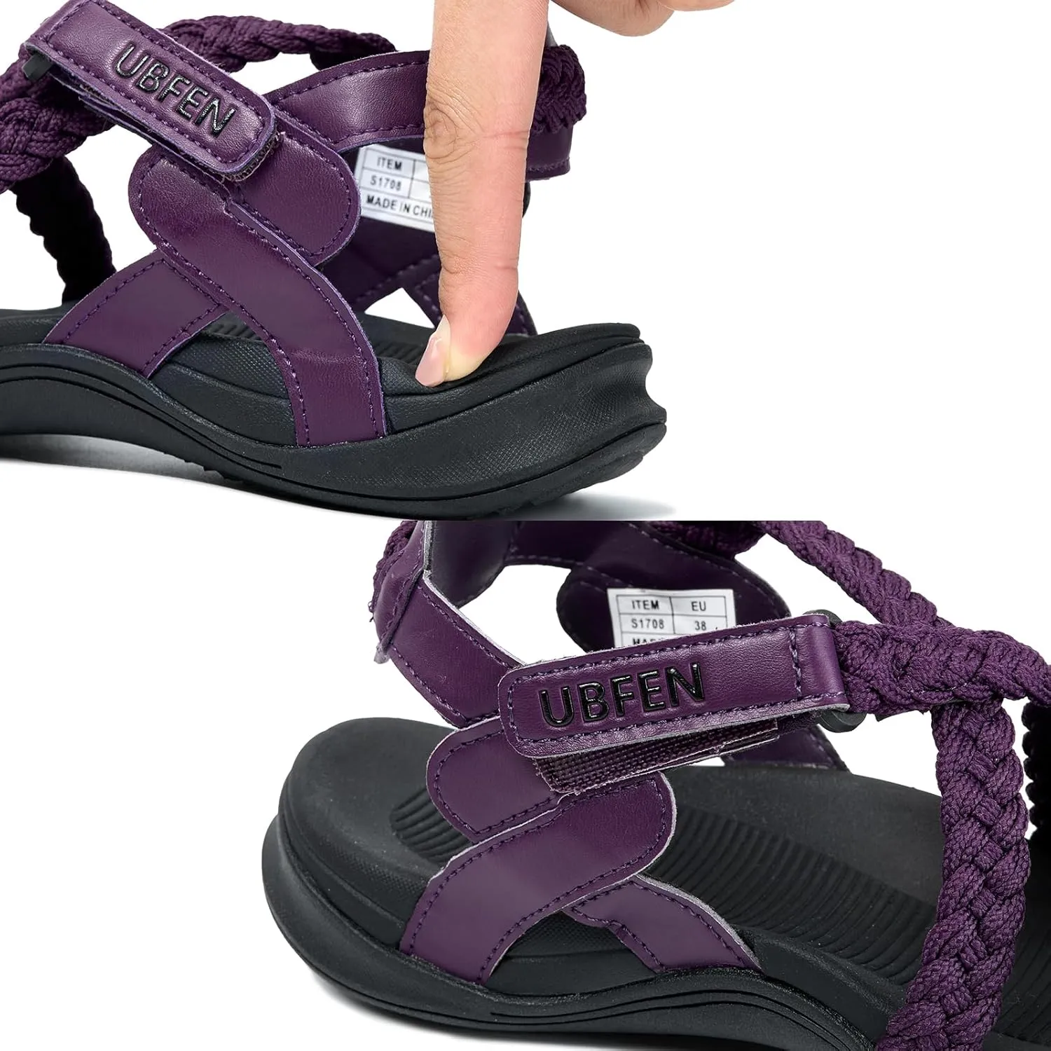 UBFEN Womens Hiking Sandal Sport Sandal Outdoor Comfortable with Adjustable Straps