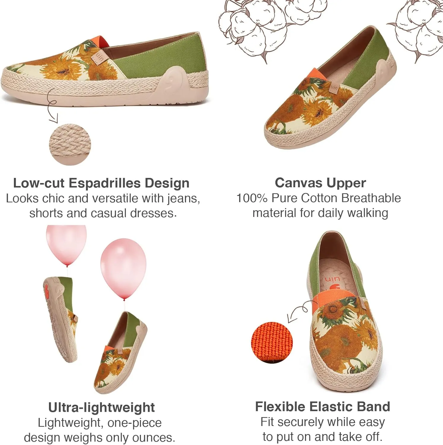 UIN Men's Espadrilles Slip OnsLightweight Walking Casual Loafers Comfortable Art Painted Travel Shoes Marbella Series