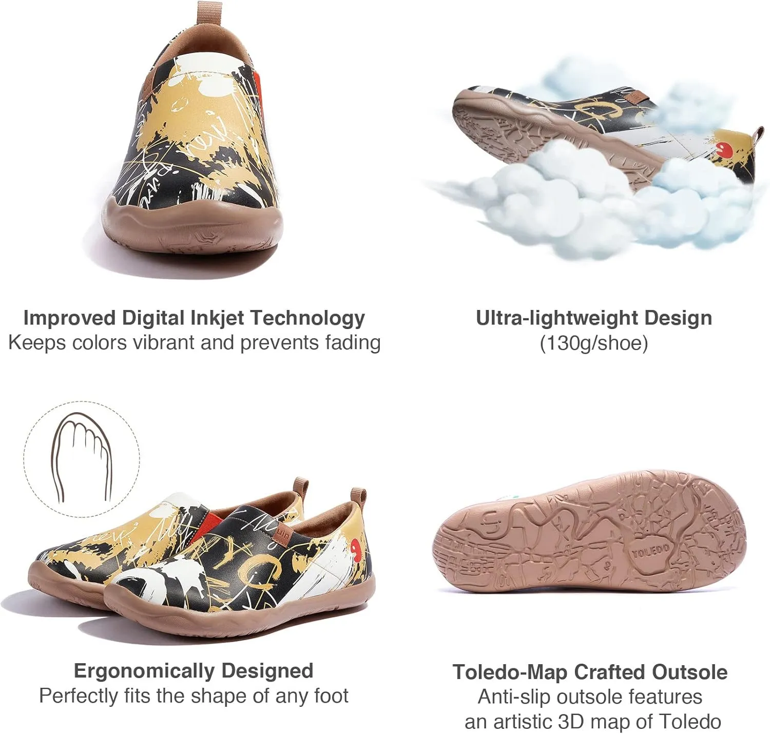 UIN Men's Walking Travel Shoes Slip On Microfiber Casual Loafers Lightweight Comfort Fashion Sneaker