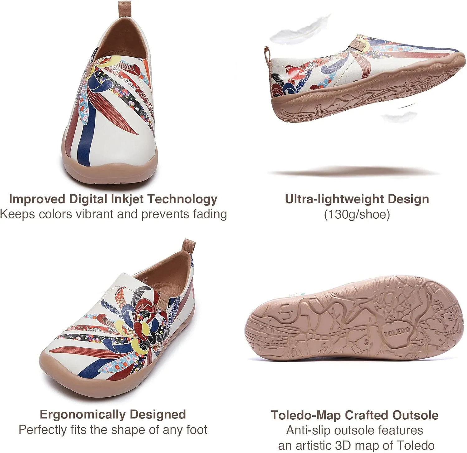 UIN Women's Artistic Design Slip-On Microfiber PU Shoes Stylish Comfortable Casual Loafers Lightweight Everyday Travel Footwear