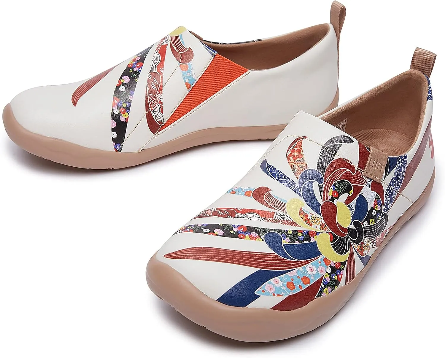 UIN Women's Artistic Design Slip-On Microfiber PU Shoes Stylish Comfortable Casual Loafers Lightweight Everyday Travel Footwear