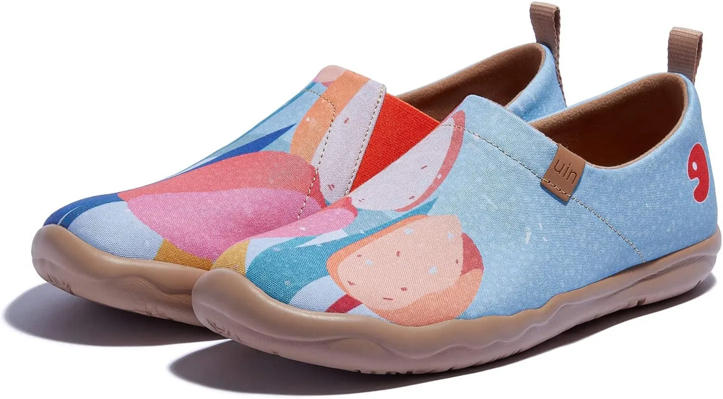 UIN Women's Blossom Slip On Shoes Colorful Comfortable Lightweight Art Travel Sneakers Casual Floral Stylish Everyday Loafers