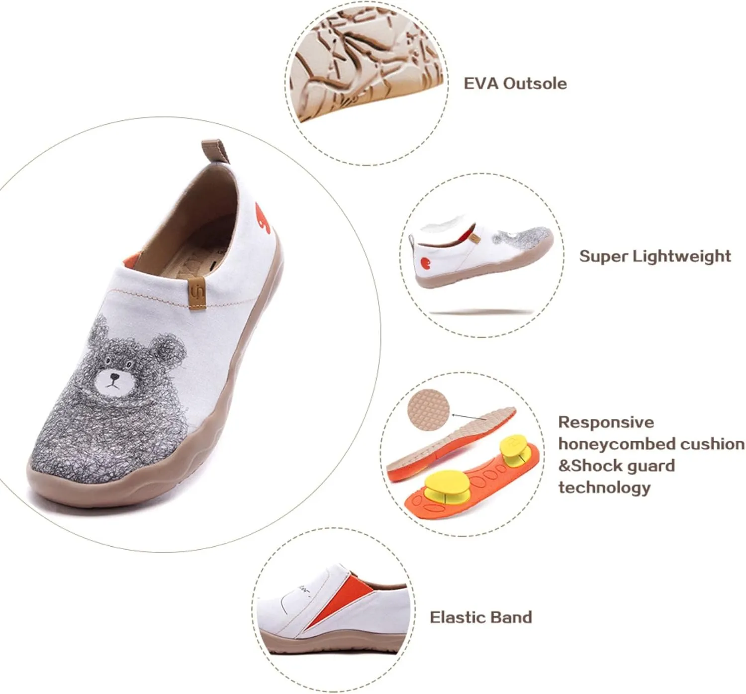 UIN Women's Slip On Sneakers Casual Loafers Knitted Art Painted Comfort Soft Walking Shoes