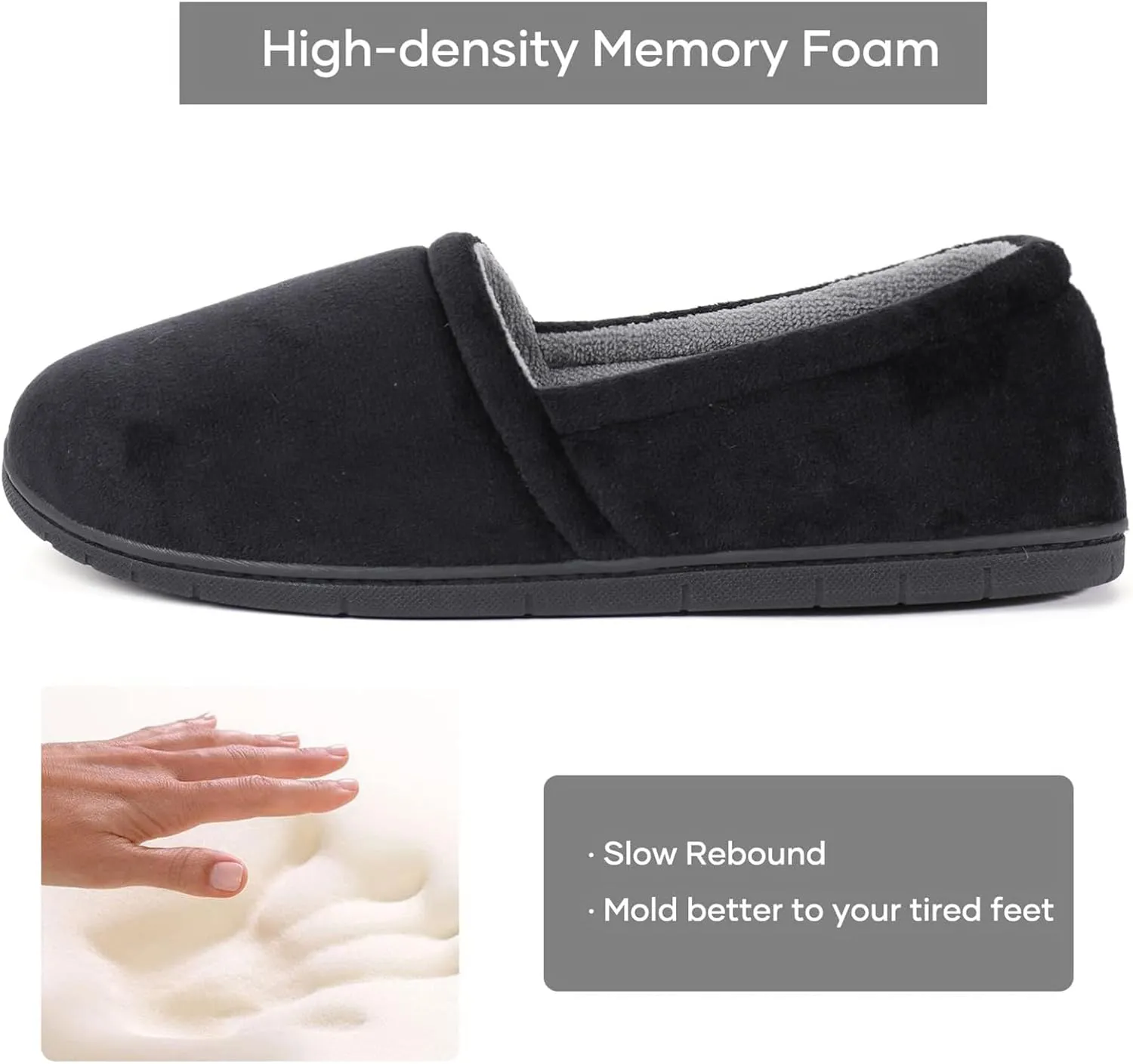 ULTRAIDEAS Women's Grace Closed Back Slippers, Memory Foam Loafer House Shoes with Rubber Sole