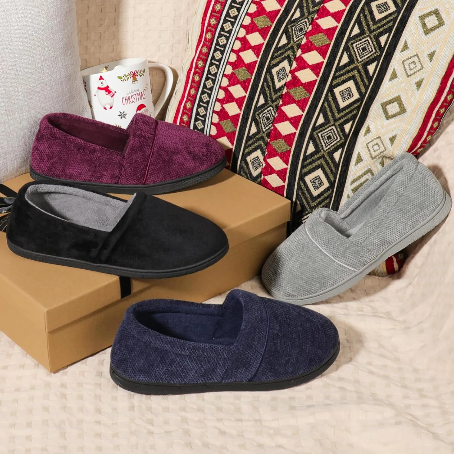 ULTRAIDEAS Women's Grace Closed Back Slippers, Memory Foam Loafer House Shoes with Rubber Sole