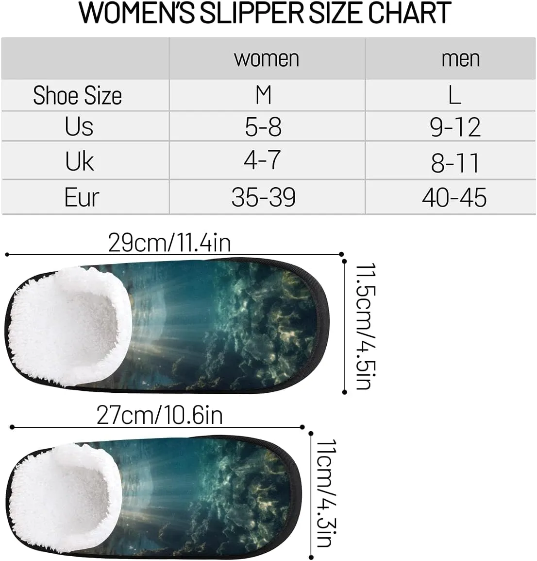 Underwater Sunshine Women's Indoor Bedroom Slippers Soft Fuzzy Slip On House Slippers for Winter Bedroom Outdoor